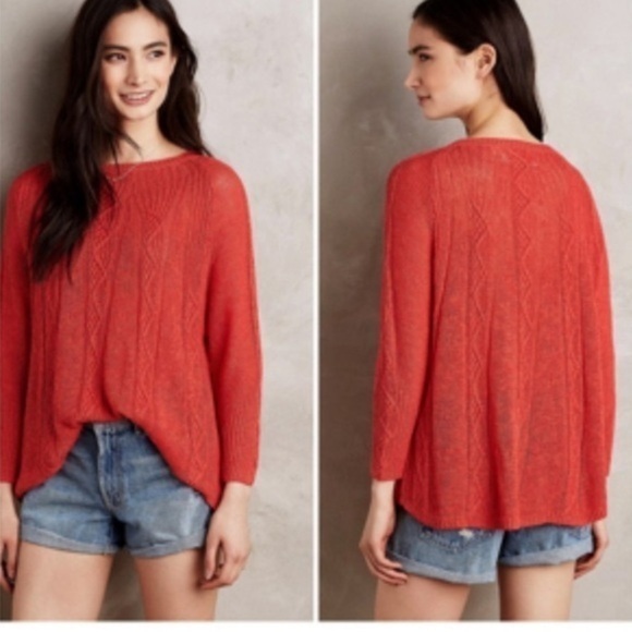 Anthropologie Rosie Neira solana size medium linen blend knitted sweater - Picture 1 of 9